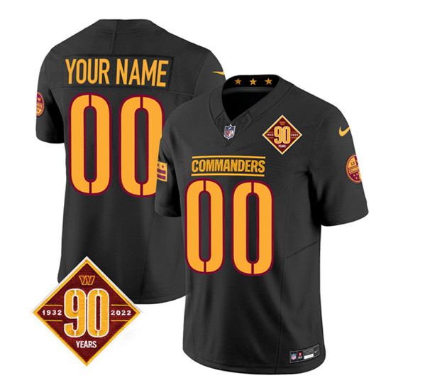 Men's Washington Commanders Active Player Custom Black 2023 F.U.S.E. 90th Anniversary Vapor Limited Football Stitched Jersey