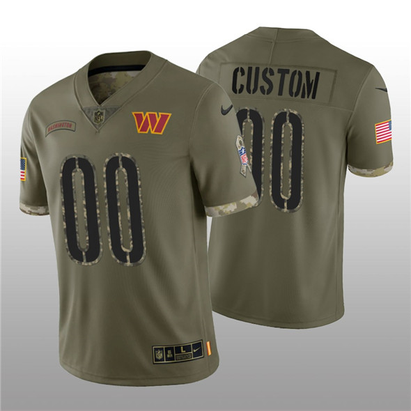 Men's Washington Commanders ACTIVE PLAYER Custom 2022 Olive Salute To Service Limited Stitched Jersey - Click Image to Close