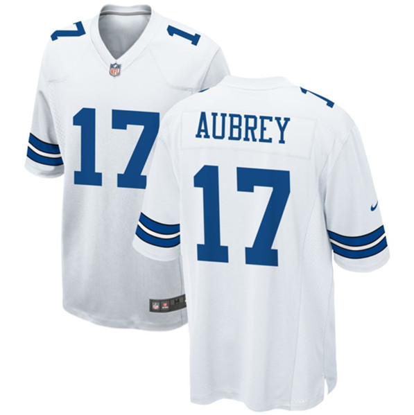 Men's Dallas Cowboys #17 Brandon Aubrey White Football Stitched Game Jersey