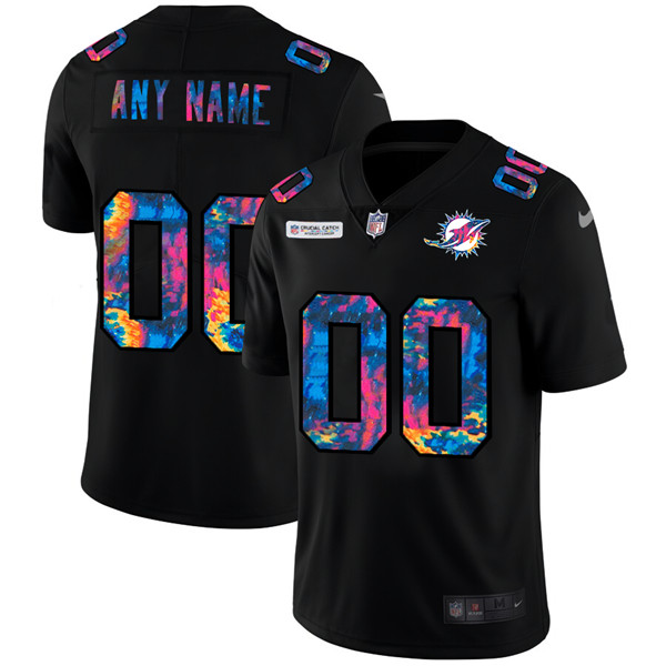 Men's Miami Dolphins ACTIVE PLAYER Custom 2020 Black Crucial Catch Limited Stitched NFL Jersey - Click Image to Close