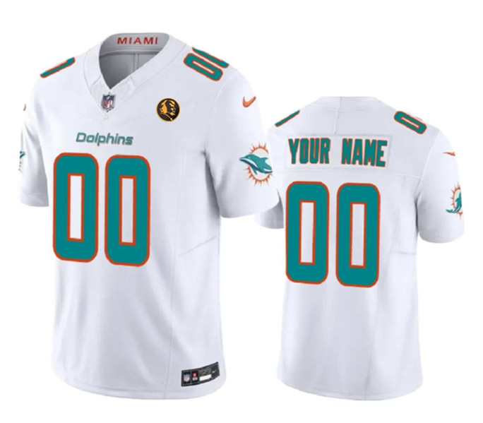 Men's Miami Dolphins Active Player Custom White 2023 F.U.S.E. With John Madden Patch Vapor Limited Football Stitched Jersey