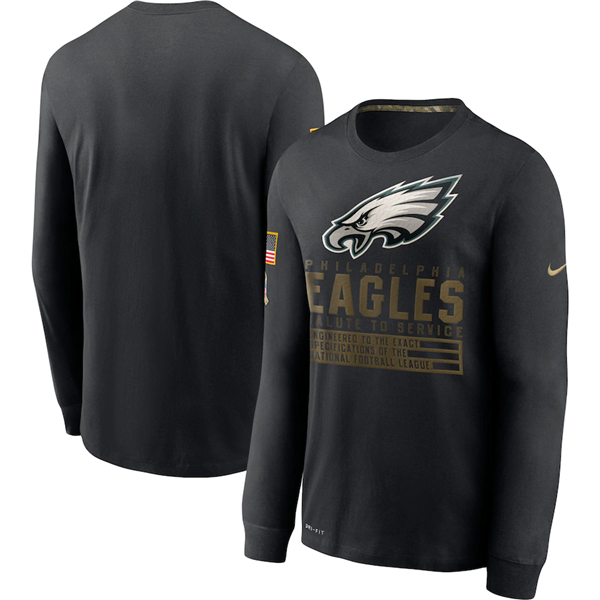 Philadelphia Eagles 2020 Black Salute To Service Sideline Performance NFL T-Shirt (All Size)