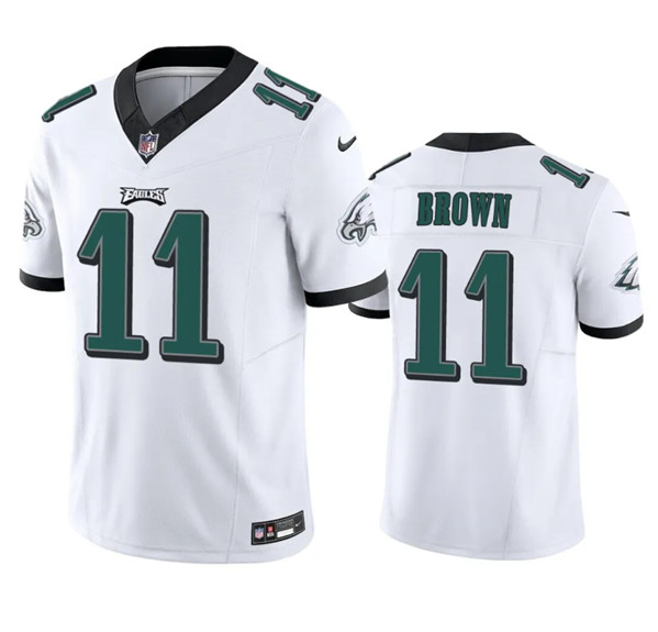 Men's Philadelphia Eagles #11 A. J. Brown White 2023 F.U.S.E. Vapor Untouchable Stitched Football Jersey