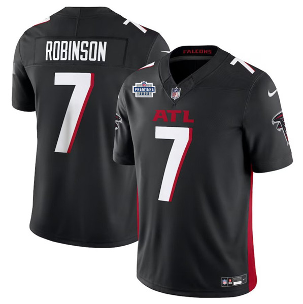 Men's Atlanta Falcons #7 Bijan Robinson Black 2023 F.U.S.E. Prem1ere Patch Vapor Untouchable Limited Football Stitched Jersey