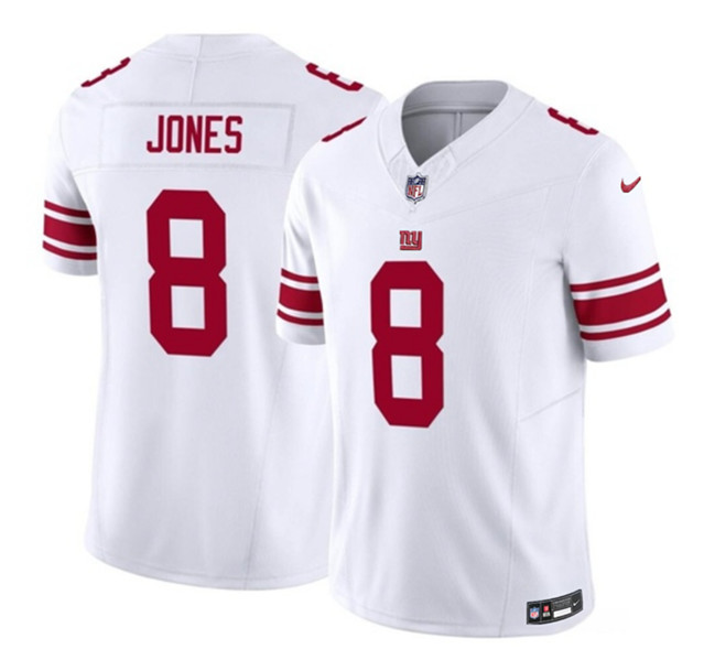 Men's New York Giants #8 Daniel Jones White 2023 F.U.S.E. Vapor Untouchable Limited Stitched Jersey - Click Image to Close