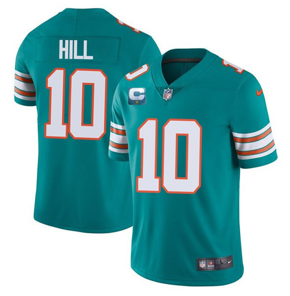 Men??s Miami Dolphins 2022 #10 Tyreek Hill Aqua With 2-star C Patch Rush Color Stitched Football Jersey