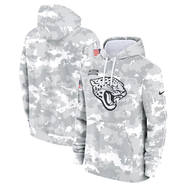 Men's Jacksonville Jaguars 2024 Arctic Camo Salute to Service Club Fleece Pullover Hoodie