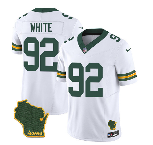 Men's Green Bay Packers #92 Reggie White White Home Patch 2023 F.U.S.E. Vapor Untouchable Limited Stitched Jersey - Click Image to Close