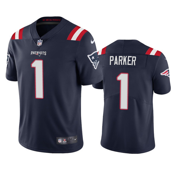 Men's New England Patriots #1 DeVante Parker Navy Vapor Untouchable Limited Stitched Jersey - Click Image to Close