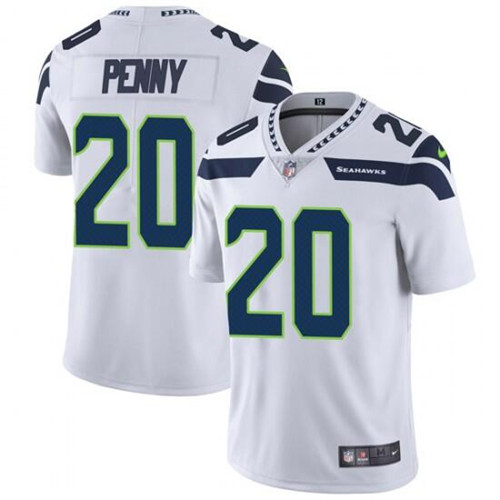 Men's Seattle Seahawks #20 Rashaad Penny White Vapor Untouchable Limited Stitched NFL Jersey - Click Image to Close