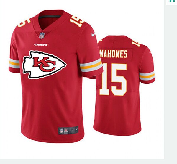 Men's Kansas City Chiefs #15 Patrick Mahomes Red 2020 Team Big Logo Limited Stitched NFL Jersey