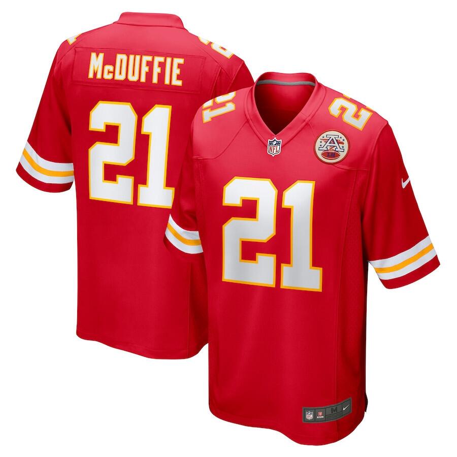 Kansas City Chiefs #21Trent McDuffie Red Stitched Game Jersey