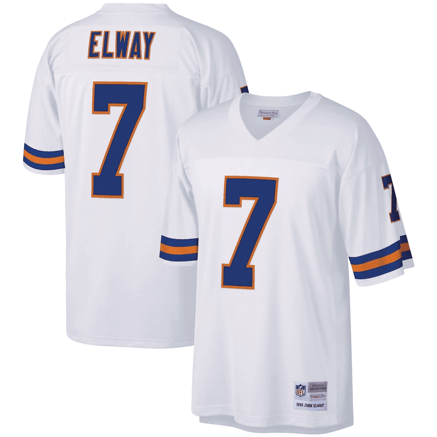 Mitchell And Ness White Men's Denver Broncos #7 John Elway Stitched Football Jersey