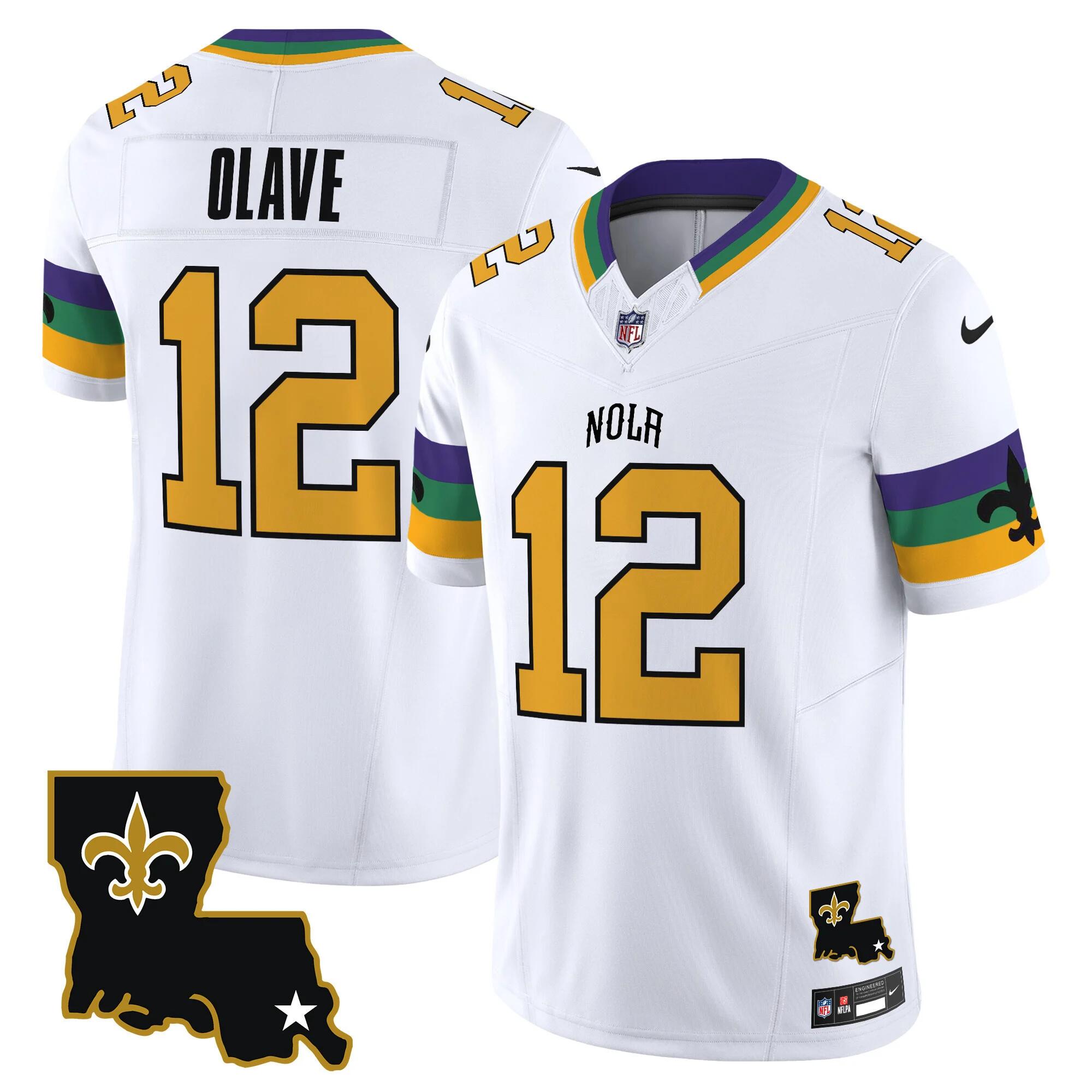 Men's New Orleans Saints #12 Chris Olave White 2024 F.U.S.E. Vapor Limited Football Stitched Jersey