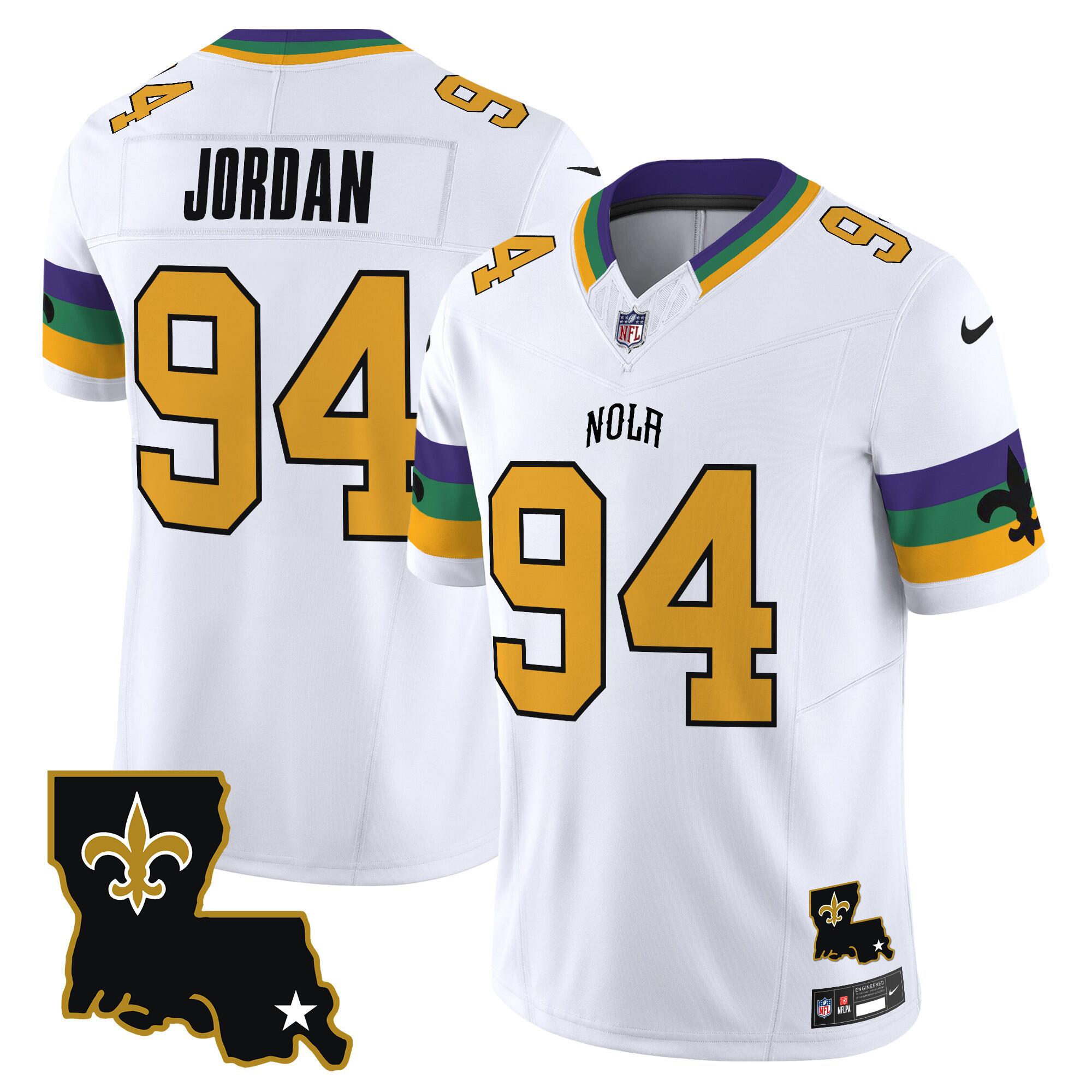 Men's New Orleans Saints #94 Cameron Jordan White 2024 F.U.S.E. Vapor Limited Football Stitched Jersey