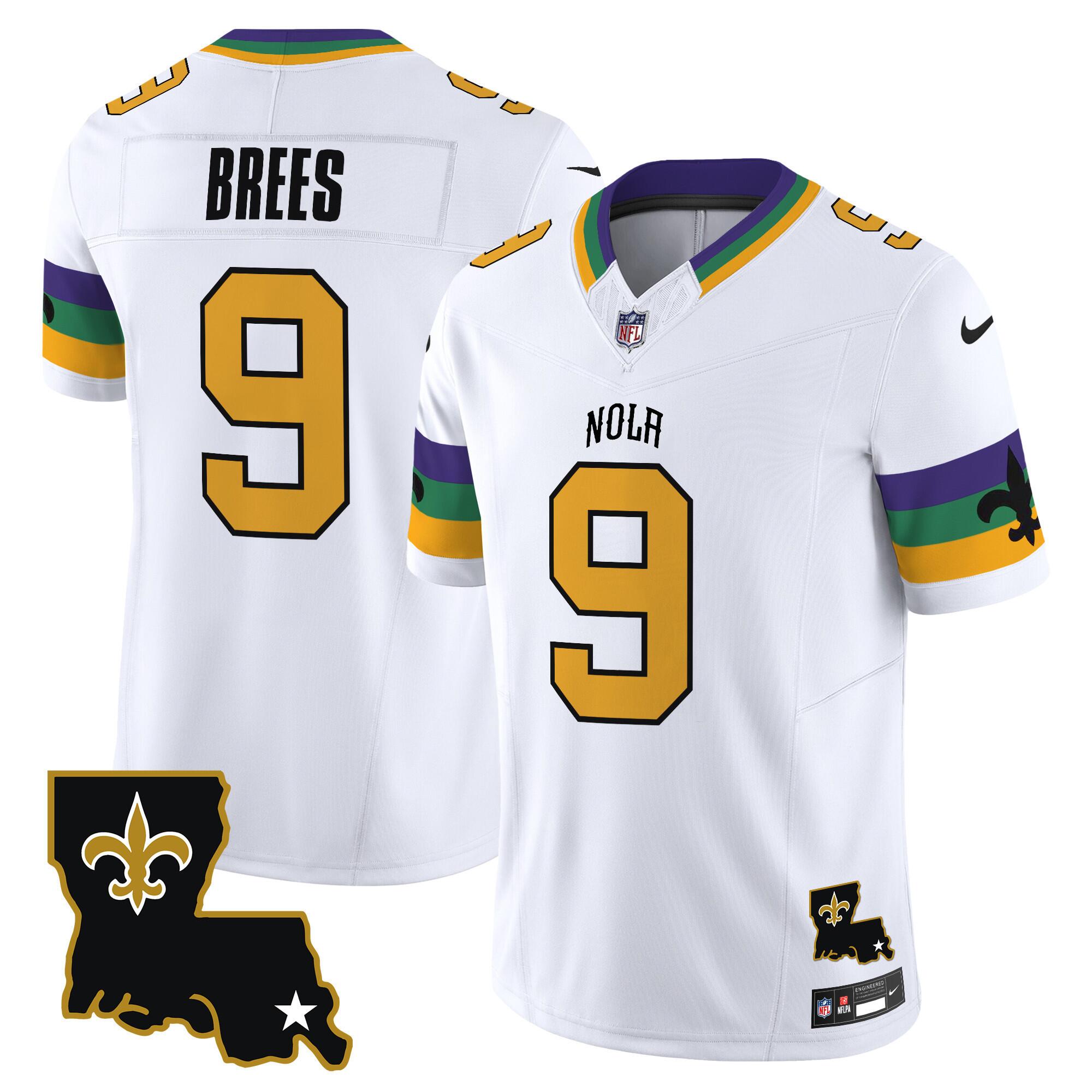 Men's New Orleans Saints #9 Drew Brees White 2024 F.U.S.E. Vapor Limited Football Stitched Jersey