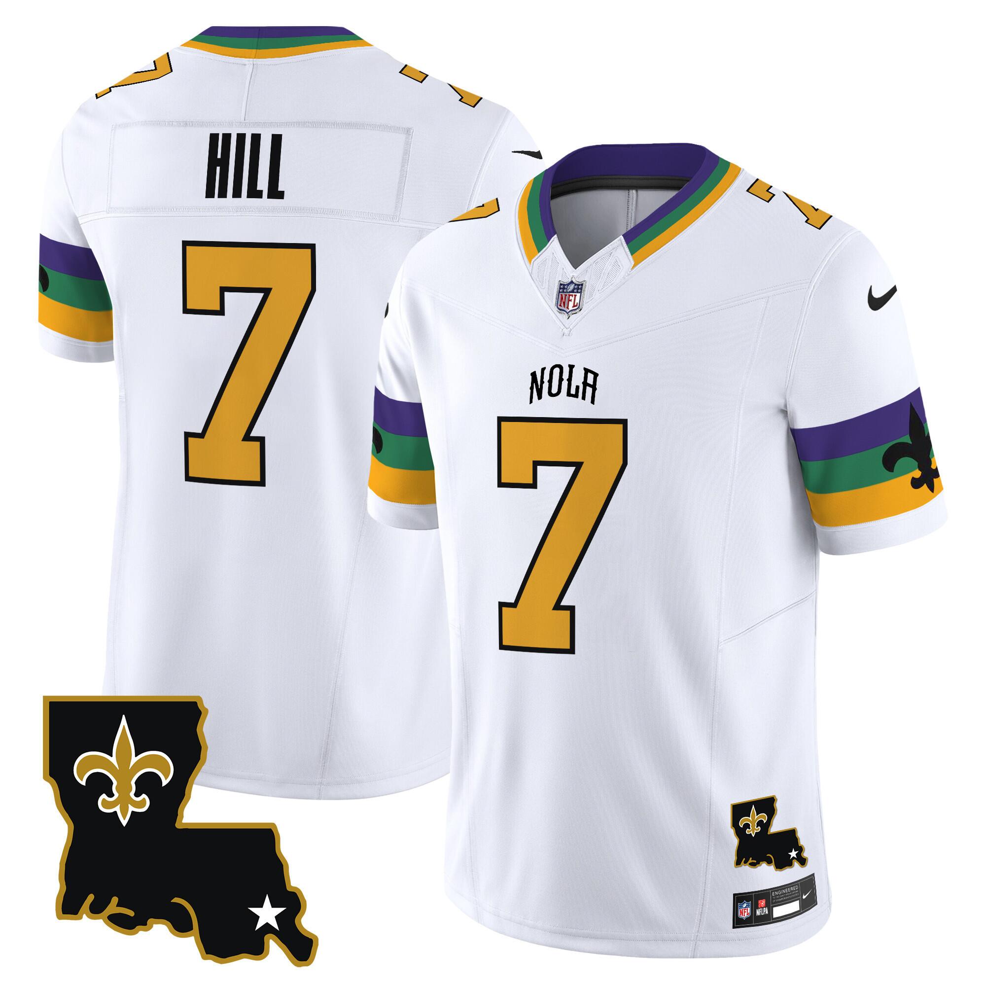 Men's New Orleans Saints #7 Taysom Hill White 2024 F.U.S.E. Vapor Limited Football Stitched Jersey