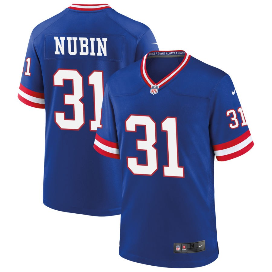 Men's New York Giants #31 Tyler Nubin Royal Classic Football Stitched Game Jersey - Click Image to Close