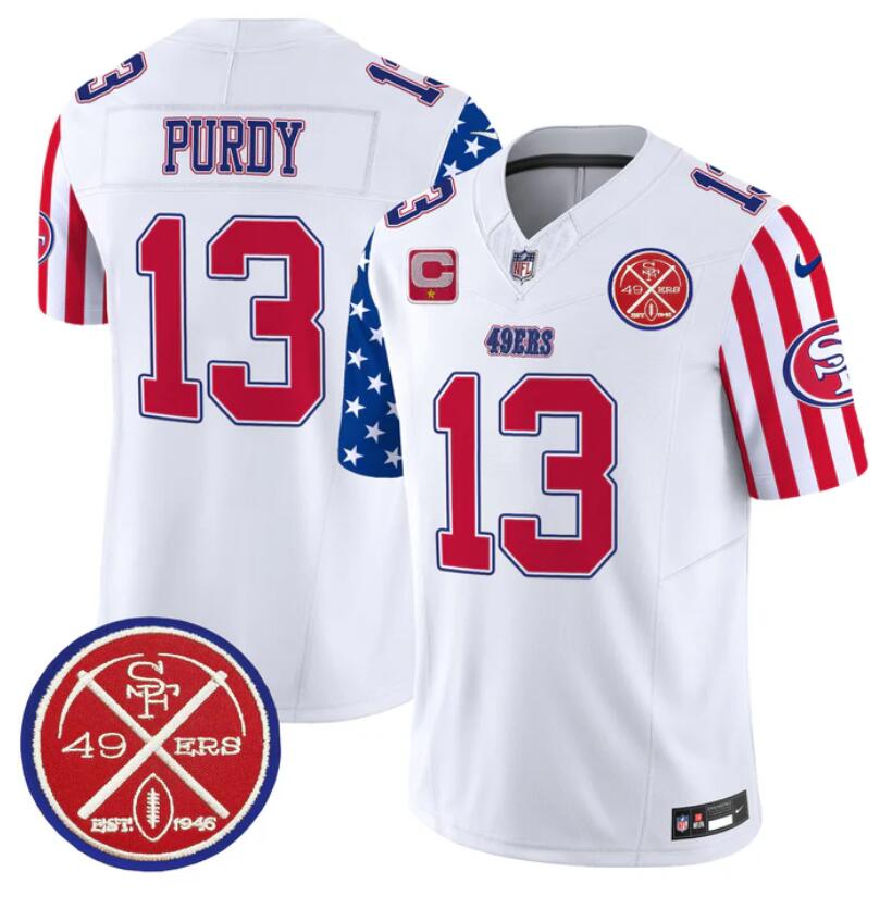 Men's San Francisco 49ers #13 Brock Purdy White 2024 F.U.S.E. American Vapor Limited Football Stitched Jersey