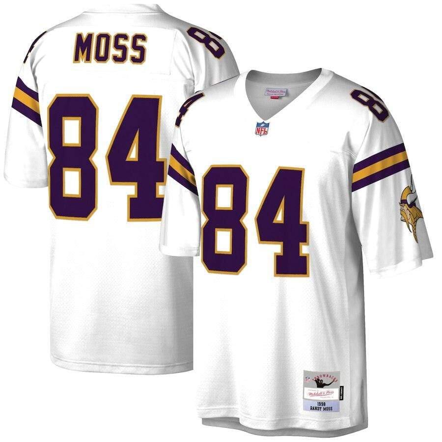 Men's Minnesota Vikings #84 Randy Moss 1998 White Mitchell & Ness Stitched NFL Jersey - Click Image to Close