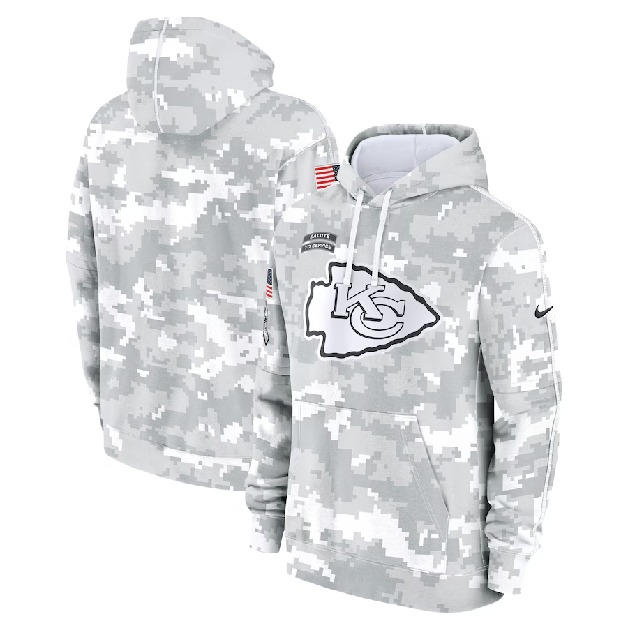 Men's Kansas City Chiefs 2024 Arctic Camo Salute To Service Club Fleece Pullover Hoodie