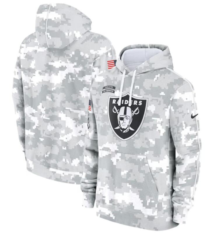 Men's Las Vegas Raiders 2024 Arctic Camo Salute To Service Club Fleece Pullover Hoodie