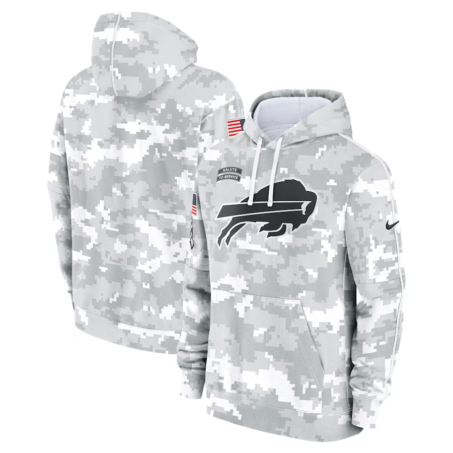 Men's Buffalo Bills 2024 Arctic Camo Salute To Service Club Fleece Pullover Hoodie