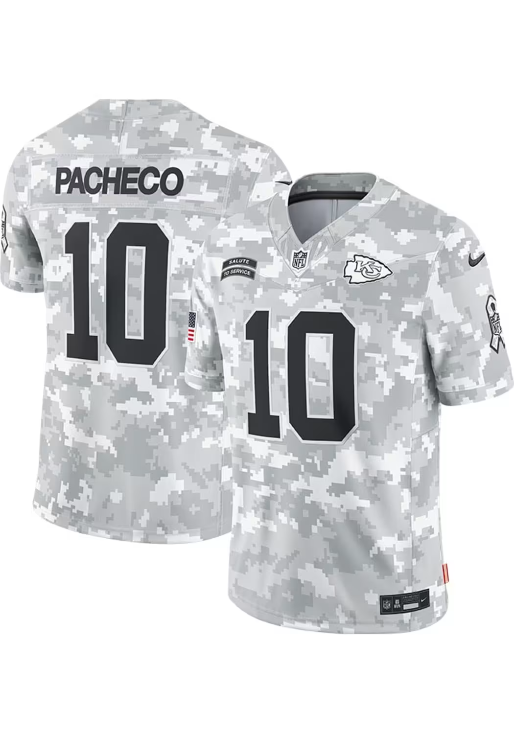 Men's Kansas City Chiefs #10 ISIAH PACHECO Arctic Camo 2024 F.U.S.E. Salute to Service Limited Football Stitched Jersey