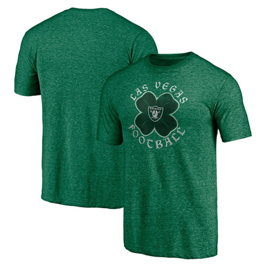 Men's Las Vegas Raiders Kelly Green St. Patrick's Day Celtic Tri-Blend T-Shirt - Click Image to Close