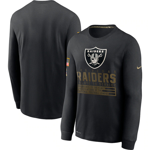 Las Vegas Raiders 2020 Black Sideline Impact Legend Performance Long Sleevem NFL T-Shirt (All Size) - Click Image to Close