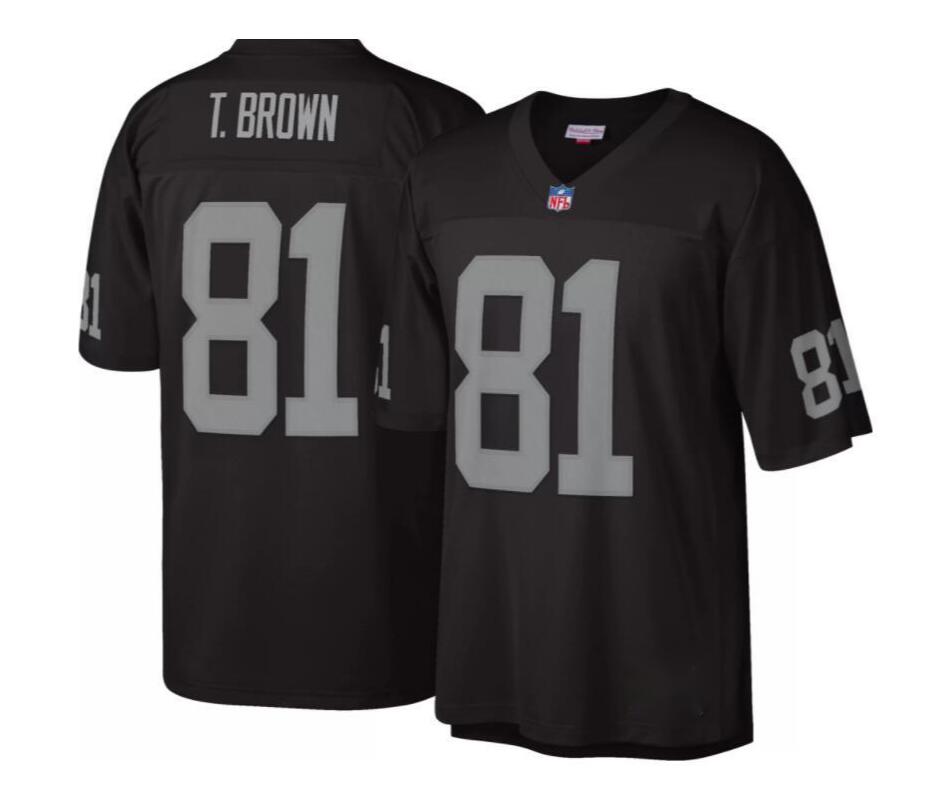 Mitchell and Ness Raiders #81 Tim Brown Stitched Black Football Jersey