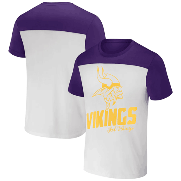 Men's Minnesota Vikings Cream/Purple x Darius Rucker Collection Colorblocked T-Shirt - Click Image to Close