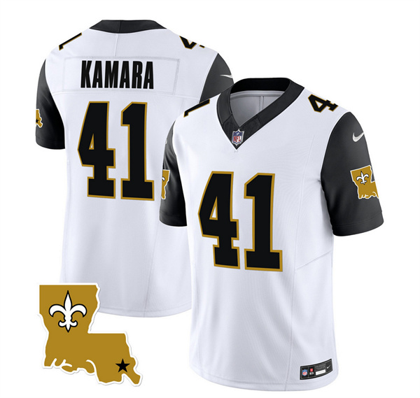 Men's New Orleans Saints #41 Alvin Kamara White/Black 2023 F.U.S.E. 1987 Legacy Vapor Stitched Jersey - Click Image to Close