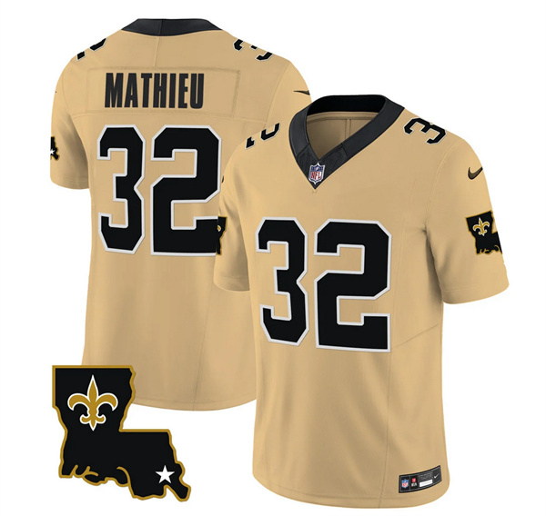 Men's New Orleans Saints #32 Tyrann Mathieu Gold 2023 F.U.S.E. 1987 Legacy Vapor Stitched Jersey