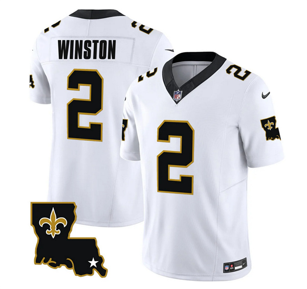 Men's New Orleans Saints #2 Jameis Winston White 2023 F.U.S.E. 1987 Legacy Vapor Stitched Jersey