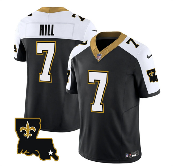 Men's New Orleans Saints #7 Taysom Hill Black White 2023 F.U.S.E. 1987 Legacy Vapor Stitched Jersey