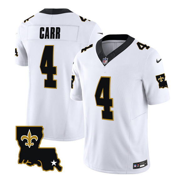 Men's New Orleans Saints #4 Derek Carr White 2023 F.U.S.E. 1987 Legacy Vapor Stitched Jersey