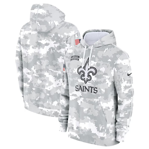 Men's New Orleans Saints 2024 Arctic Camo Salute to Service Club Fleece Pullover Hoodie