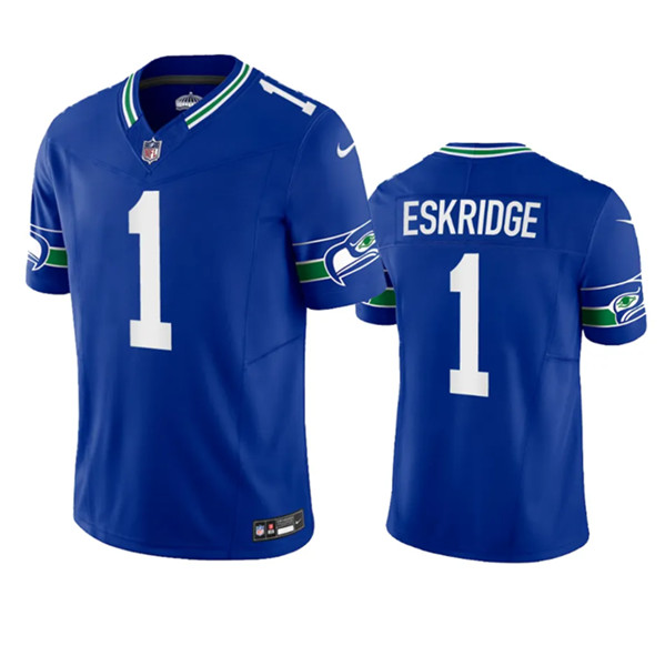 Seattle Seahawks #1 Dee Eskridge Royal 2023 F.U.S.E. Vapor Limited Throwback Stitched Jersey