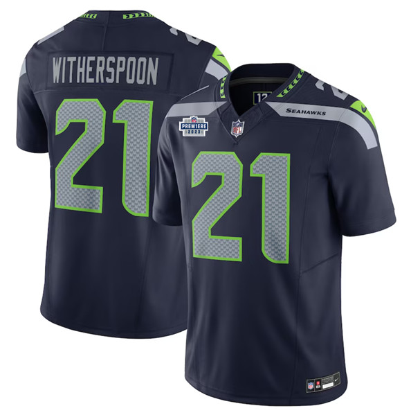 Men's Seattle Seahawks #21 Devon Witherspoon Navy 2023 F.U.S.E. Prem1ere Patch Vapor Untouchable Limited Stitched Football Jersey - Click Image to Close