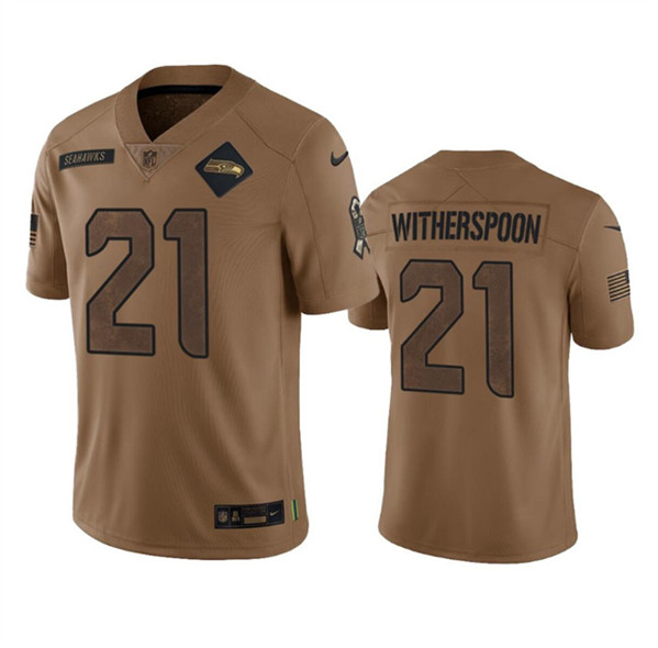 Men's Seattle Seahawks #21 Devon Witherspoon 2023 Brown Salute To Service Limited Football Stitched Jersey - Click Image to Close