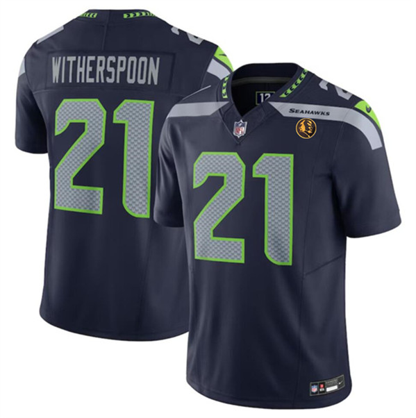 Men's Seattle Seahawks #21 Devon Witherspoon Navy 2023 F.U.S.E. With John Madden Patch Vapor Limited Football Stitched Jersey - Click Image to Close