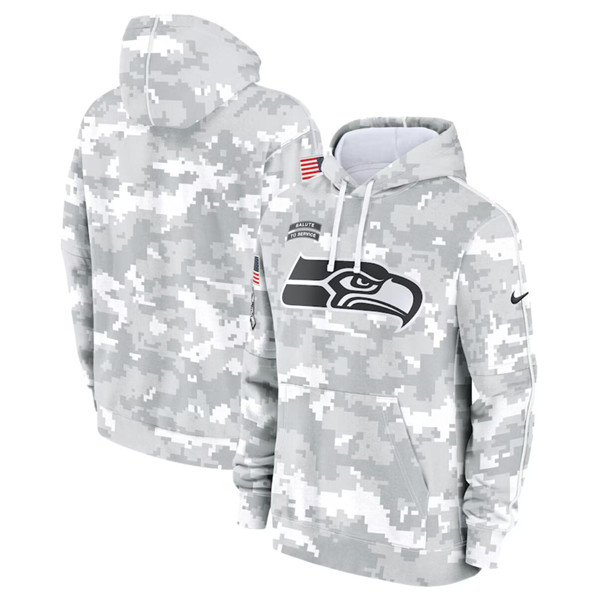 Men's Seattle Seahawks 2024 Arctic Camo Salute to Service Club Fleece Pullover Hoodie