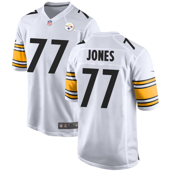 Men's Pittsburgh Steelers #77 Broderick Jones White Stitched Game Jersey