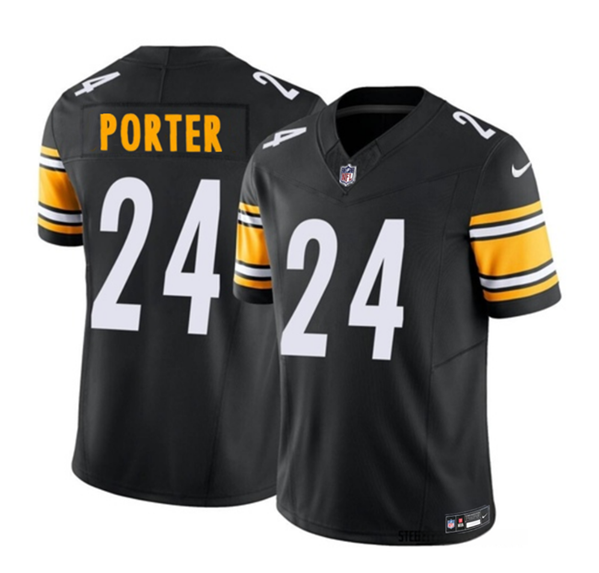 Men's Pittsburgh Steelers #24 Joey Porter Jr. Black 2023 F.U.S.E. Vapor Untouchable Limited Football Stitched Jersey - Click Image to Close