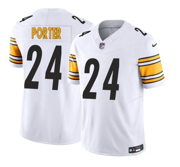 Men's Pittsburgh Steelers #24 Joey Porter Jr. White 2023 F.U.S.E. Vapor Untouchable Limited Football Stitched Jersey - Click Image to Close