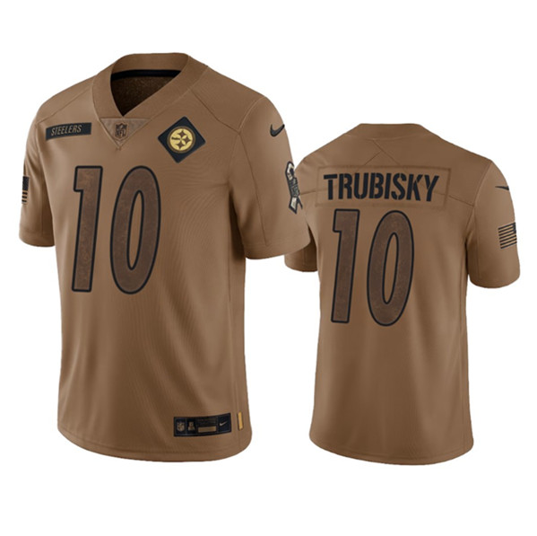 Men's Pittsburgh Steelers #10 Mitch Trubisky 2023 Brown Salute To Service Limited Football Stitched Jersey - Click Image to Close