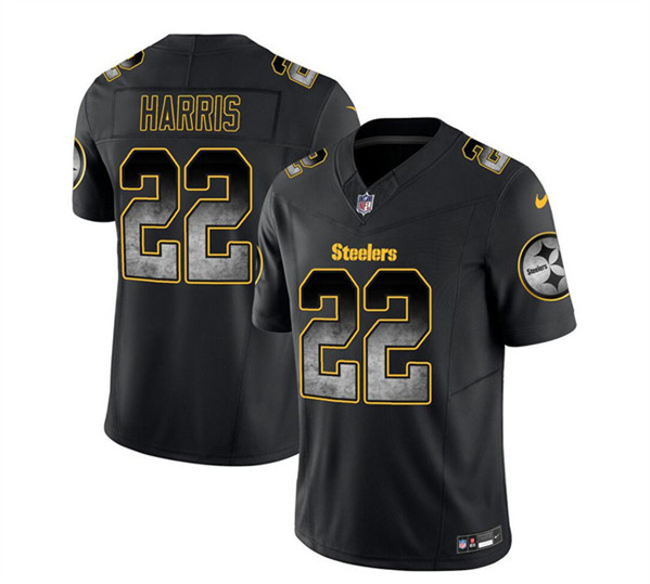 Men's Pittsburgh Steelers #22 Najee Harris Black 2023 F.U.S.E. Smoke Vapor Untouchable Limited Football Stitched Jersey - Click Image to Close