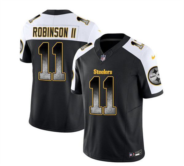 Men's Pittsburgh Steelers #11 Allen Robinson II Black/White 2023 F.U.S.E. Smoke Vapor Untouchable Limited Football Stitched Jersey