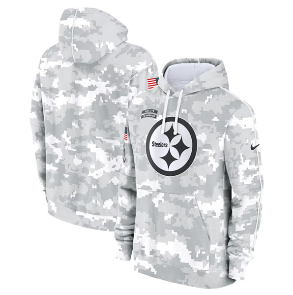 Men's Pittsburgh Steelers 2024 Arctic Camo Salute to Service Club Fleece Pullover Hoodie